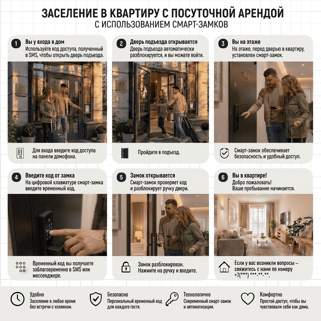 Бесконтактное заселение с помощью смарт замков 1 Процесс бесконтактного заселения
