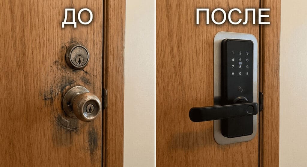 До и После установки смарт замка